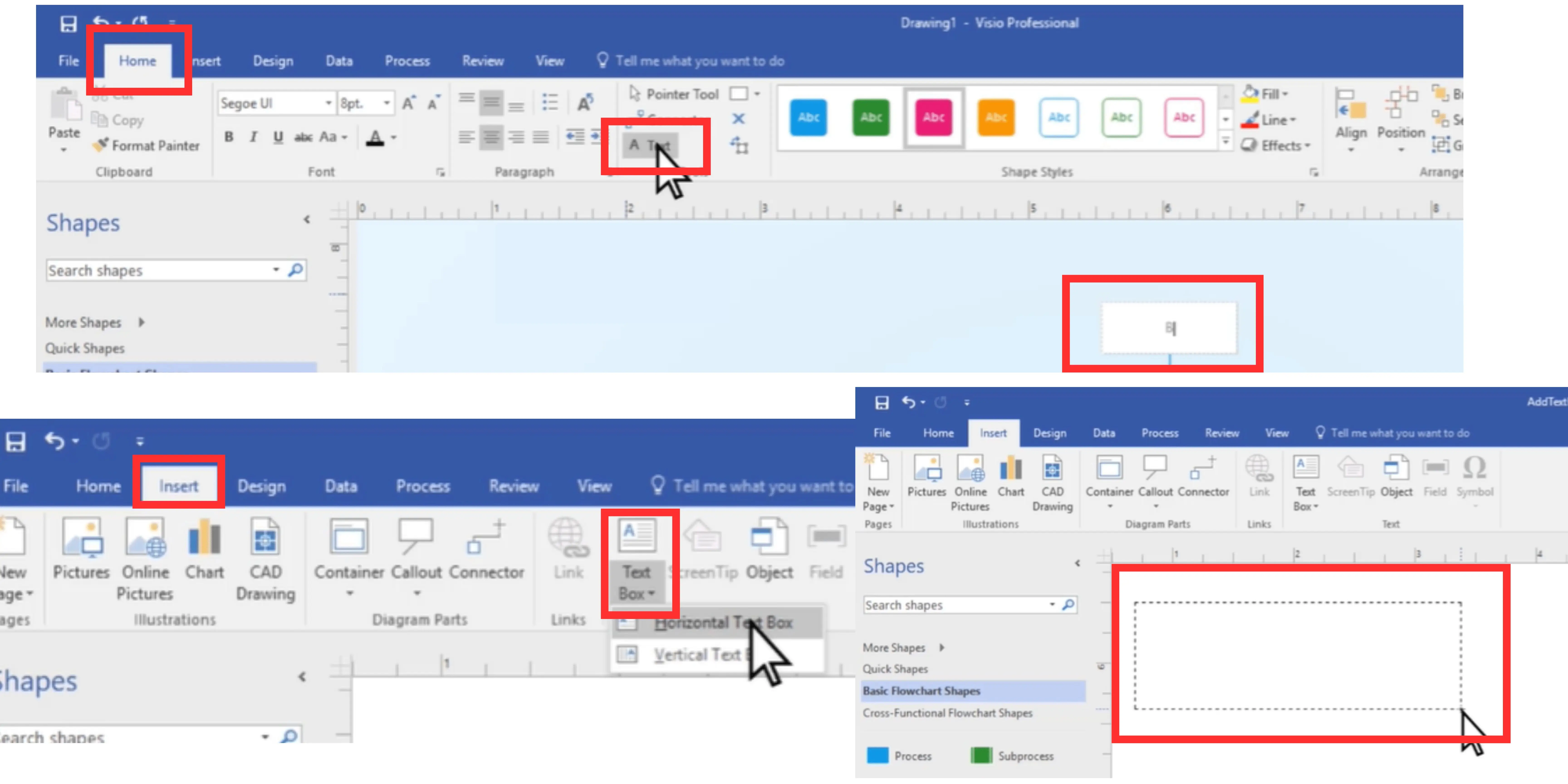 Membuat bidang teks di Microsoft Visio